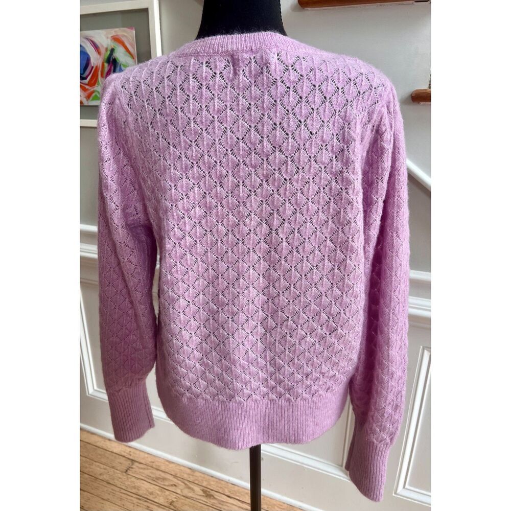 💜 Old Navy Lilac Pointelle Knit Sweater | Size M | Soft Wool Blend - Picture 3 of 6